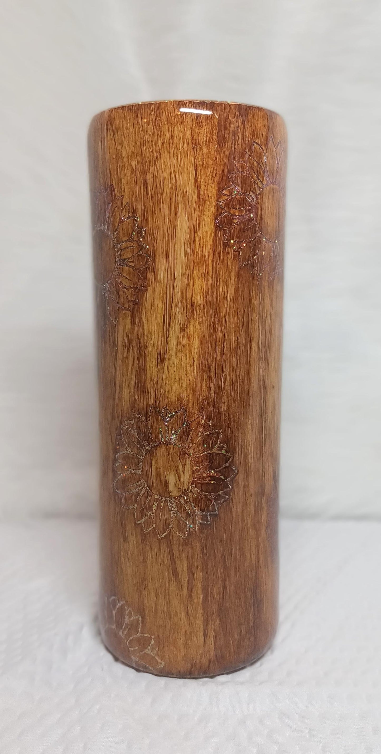 Woodgrain Sunflower Peek a Boo 20 oz Stainless Steel Tumbler