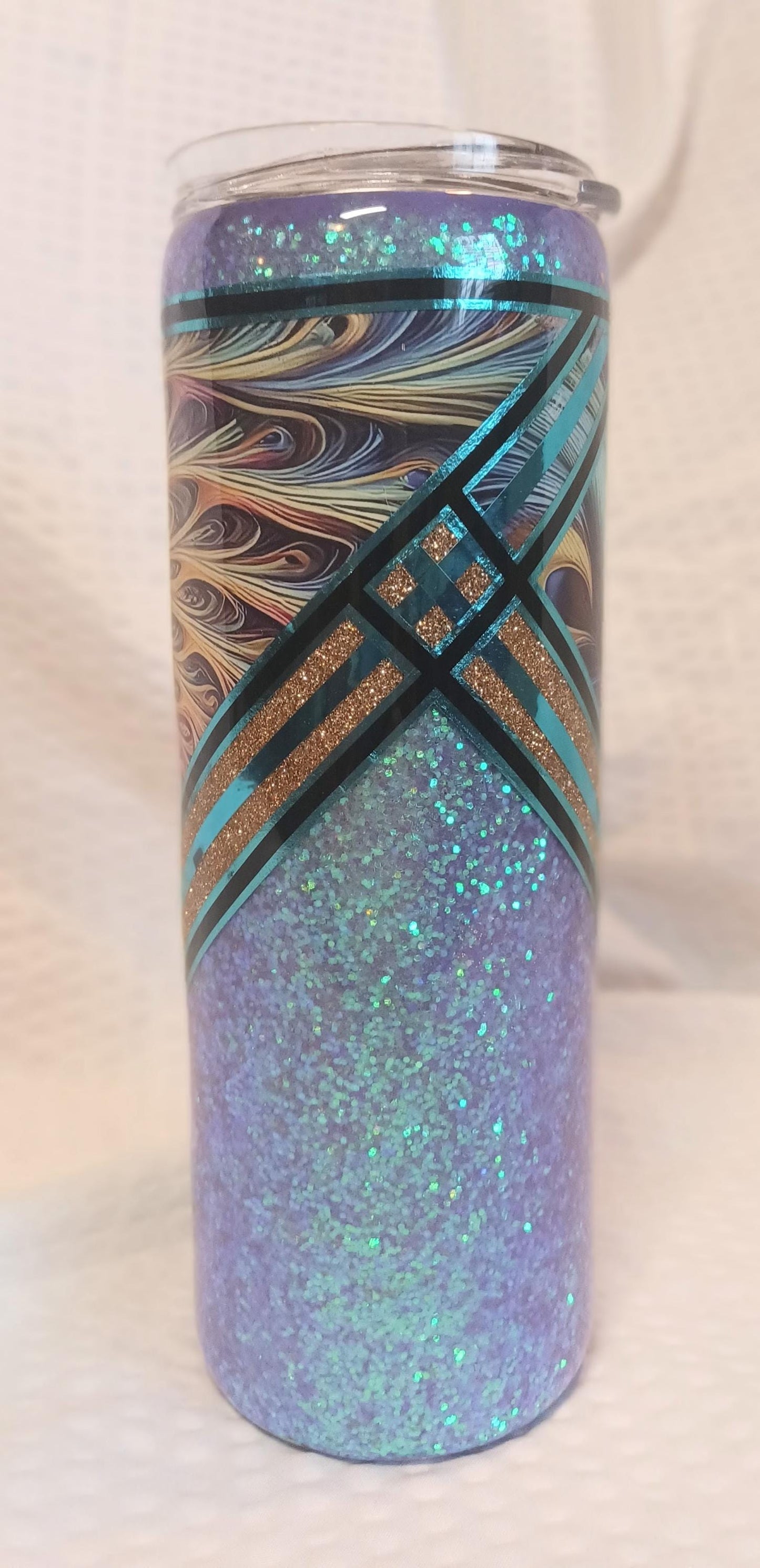 Peacock Feather Vinyl on 20 oz Skinny Tumbler
