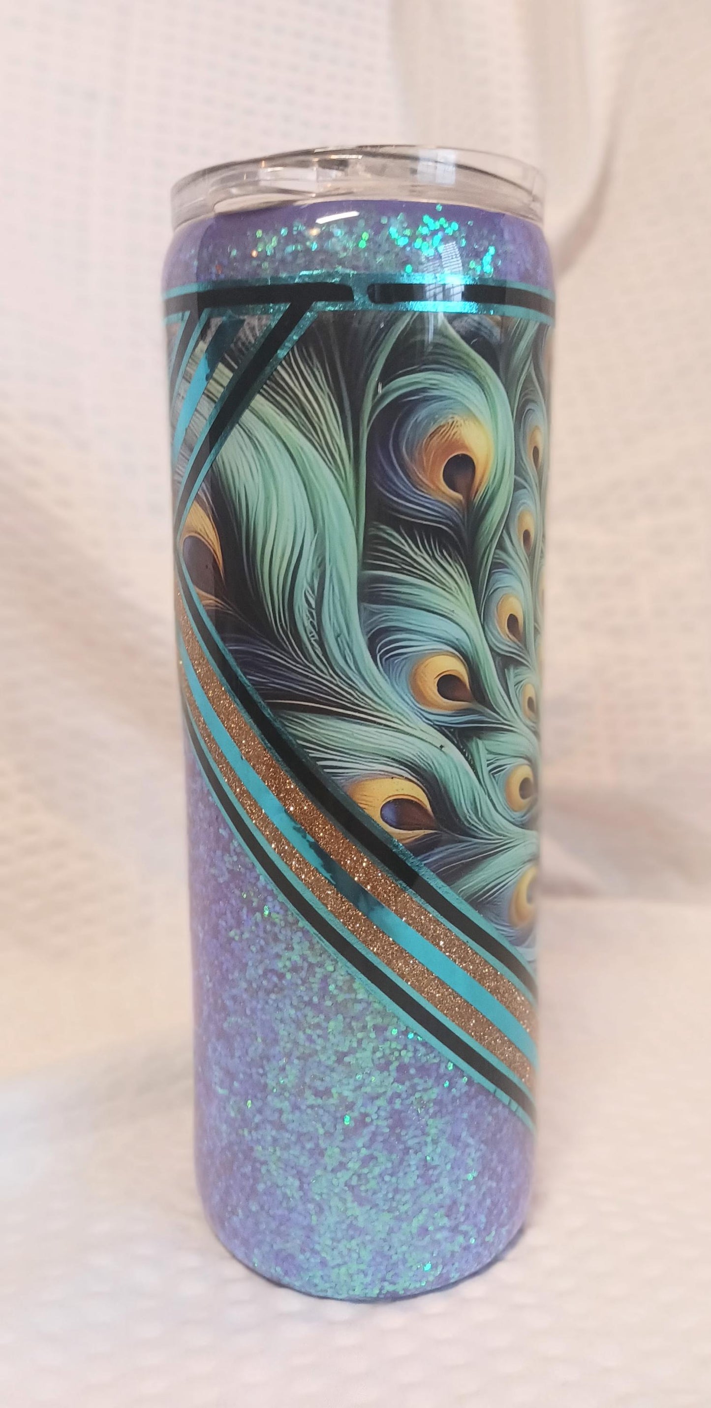 Peacock Feather Vinyl on 20 oz Skinny Tumbler