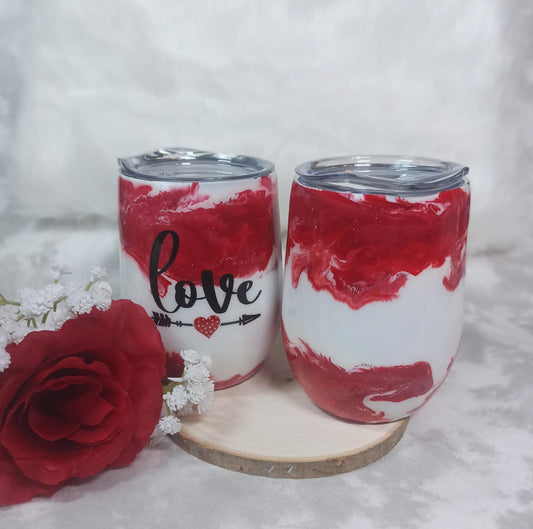 12 oz Stainless Steel Valentine Wine Tumbler Set
