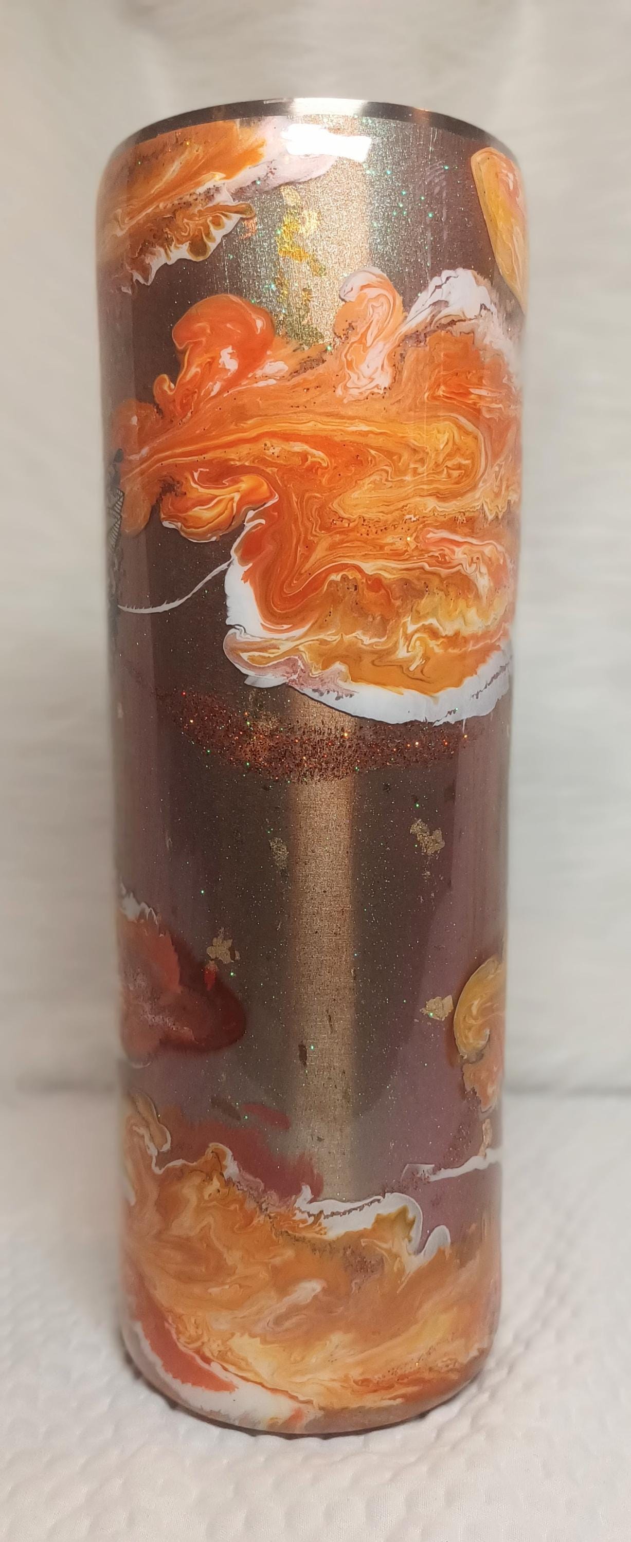 Copper and Orange with Boho Flowers 30 oz Stainless Steel Tumbler