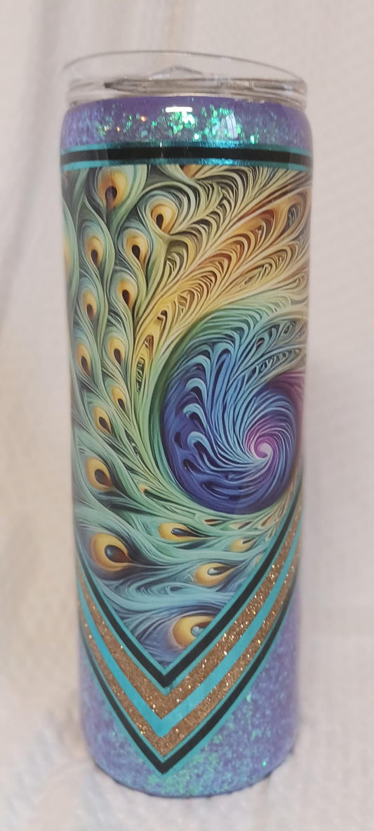 Peacock Feather Vinyl on 20 oz Skinny Tumbler